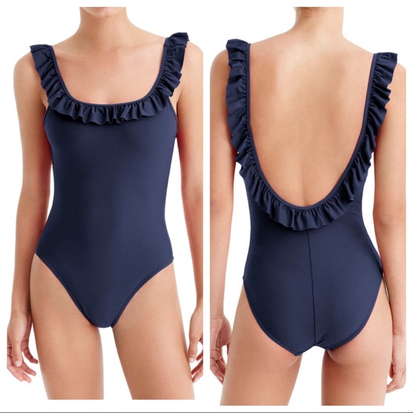 J. Crew Other - J.CREW Ruffle Scoop Back One-piece Swimsuit